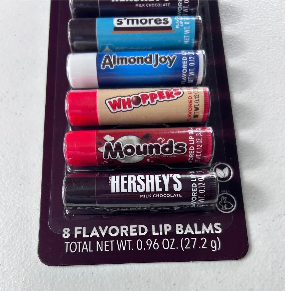 Hershey 8 Flavored Lip Balms Set Reese's York S'mores Almond Joy Whoppers Mounds